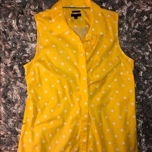 Talbots Yellow Polka Dot Petite Size 8 Blouse